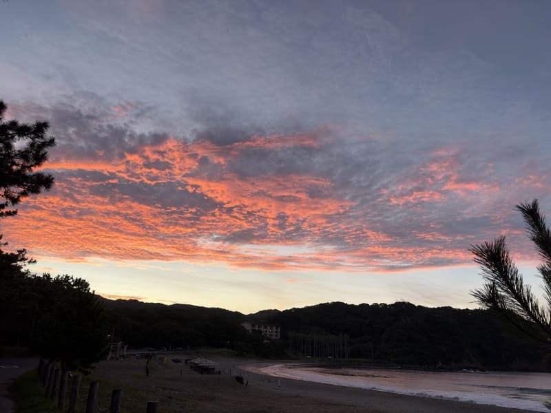 Vibrant sunrise at Yumigahama Beach